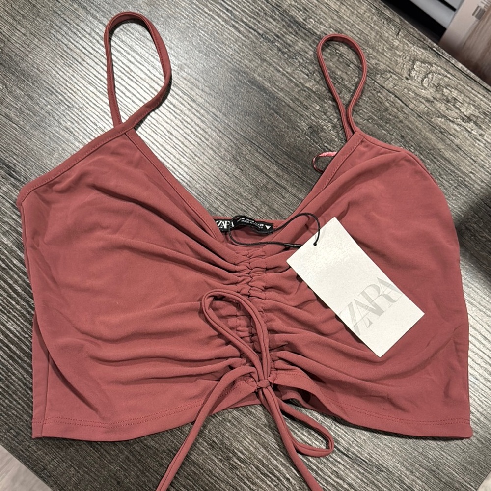Zara  Ruched Crop Camisole